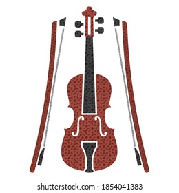 Violin Music Instrument Vector Illustration. Violin With Abstract Pattern Isolated On White Background