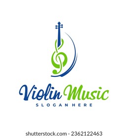 Violin Music Note logo design Template. Creative Violin logo vector illustration.