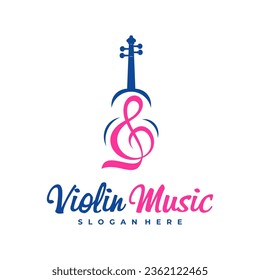 Plantilla de diseño del logotipo de Violin Music Note. Ilustración vectorial del logotipo de Violin creativo.