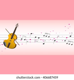 Violin with music note of love