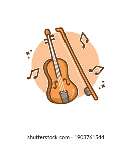 violin music vector cartoon illustration