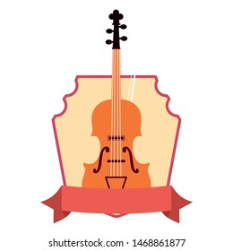 violin musical badge ribbon emblem