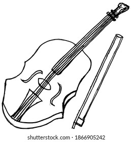 Violin, musical, classical string instrument. Hand drawn, sketch vector illustration. Motives of melody, music, orchestra,  sound, style,  symphony