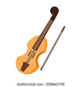 Violin. Musical instrument. Cartoon drawing. Close-up. Vector.