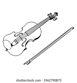 Violin. Musical instrument. Classical music. Cartoon style. Vector illustration for design and decoration.