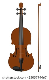 violin musical instrument flat style vector illustration isolated on white background