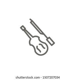 Violin, musical instrument icon. Element of theater icon. Thin line icon