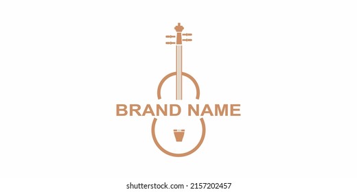 a violin musical instrument logo design with a brown line concept that is so simple, unique, cool, modern and elegant