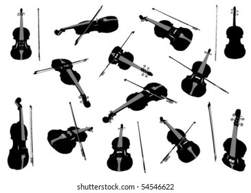 Violin musical instrument vector design element set