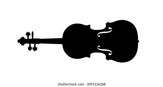Violin. Musical instruments. Vector silhouette illustration. Top view.