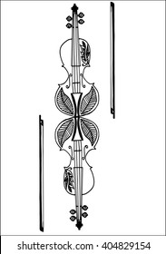 Violin musical instrument,vector. hand drawing