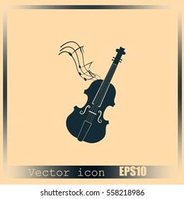 Violin with musical notes icon