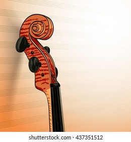 violin neck on musical sheet of paper drawing. vector illustration 