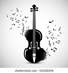 Violin with Notes. Music Background. Vector Jazz Festival Cover Design.