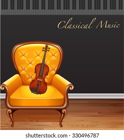 Violin on the armchair illustration