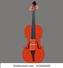 Violin on grey, illustration, vector on white background.