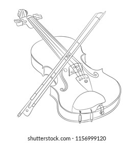 violin on white background linear vector illustration. It is used in web design and printing.