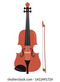 Violin on white background. Musical instrument icon. Vector illustration.