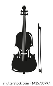 Violin on white background. Musical instrument icon. Vector illustration.