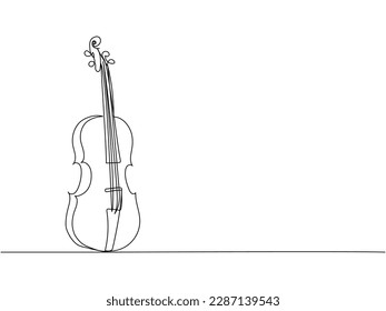 Violin, arte de una línea. Dibujo continuo de música, melodía, violín, vintage, música, retro, sinfónica, orquesta, tocar, instrumento, violín, viola, sinfonía, violonchelo, músico, cuerda.