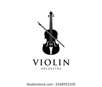 Violin Orchestra Classical Music Instrument Musical Cello Violinist Vector Logo Design Illustration