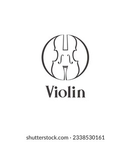 Violin orchestra fiddle music classic logo design vector icon