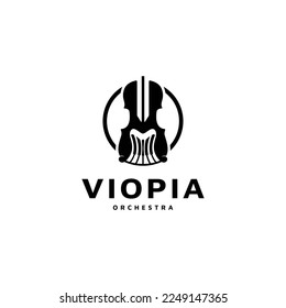 violin orchestra icon with combine piano for music instrument logo design