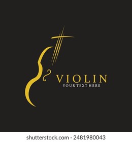 Violin Orchestra Music Minimalist Design Vector Illustration.