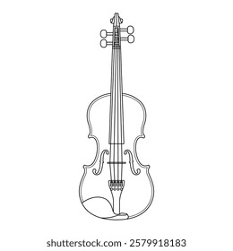 Violin Outline Icon Illustration on White Background