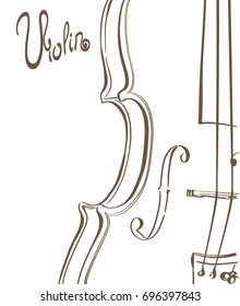 violin outline illustration as musical background