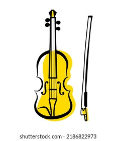 Musikinstrument für die Violine, Vektor einzeln Silhouette, einfache handgezeichnete Doodle-Ikone.