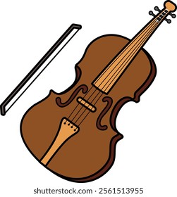 violin outline on white background illustration