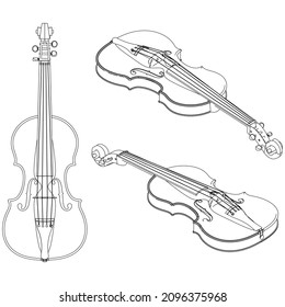 Violin outline vector illustration. Music instrument vector isolated sign on white background