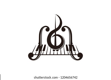 violin, piano key, musical instrument logo Designs Inspiration Isolated on White Background