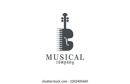 Violin, Piano Key, Musical Instrument Logo Design