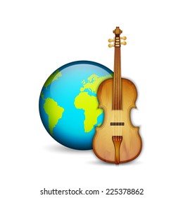 Violin with planet. Music concept. EPS10 vector