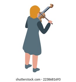 Violin play icon isometric vector. Music school. Boy party