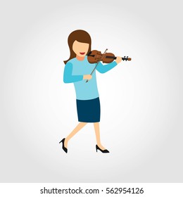Violin Player Character Design Vector. Cartoon Style 