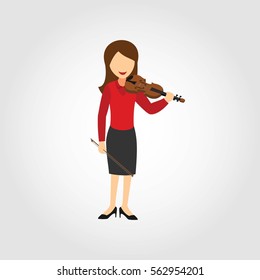 Violin Player Character Design Vector. Cartoon Style 
