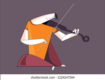Violin player stylised illustration vector