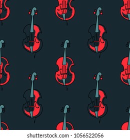 Violin seamless pattern. Original design for print or digital media.