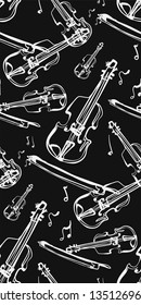 violin seamless pattern sketch line vector design