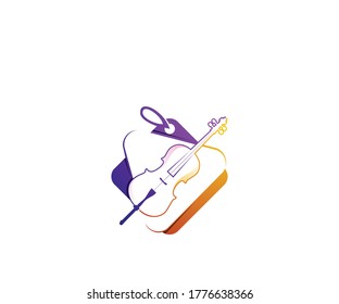 Violin shop logo design template