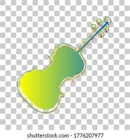 Violin sign illustration. Blue to green gradient Icon with Four Roughen Contours on stylish transparent Background. Illustration.