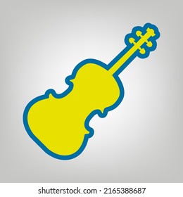 Violin sign illustration. Icon in colors of Ukraine flag (yellow, blue) at gray Background. Illustration.