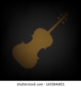 Violin sign illustration. Icon as grid of small orange light bulb in darkness. Illustration.