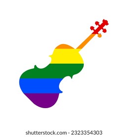 Violin sign illustration. Rainbow gay LGBT rights colored Icon at white Background. Illustration.