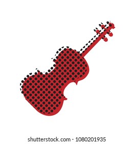 Violin sign illustration. Vector. Brown icon with shifted black circle pattern as duplicate at white background. Isolated.