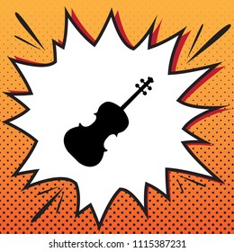 Violin sign illustration. Vector. Comics style icon on pop-art background.