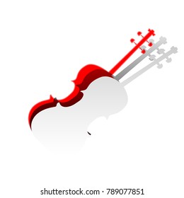 Violin sign illustration. Vector. Detachable paper icon with red body stock. Isolated.